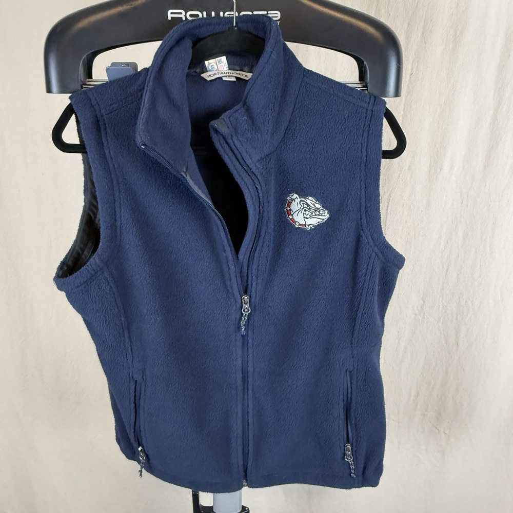 Gonzaga Bulldogs Ladies Large Blue Embroidered Fleece Vest EUC‎